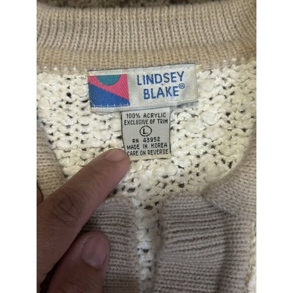 Vintage Womens 80s Polo Sweater Applique Floral Grandma Retro Artsy Boho READ L - Picture 5 of 12